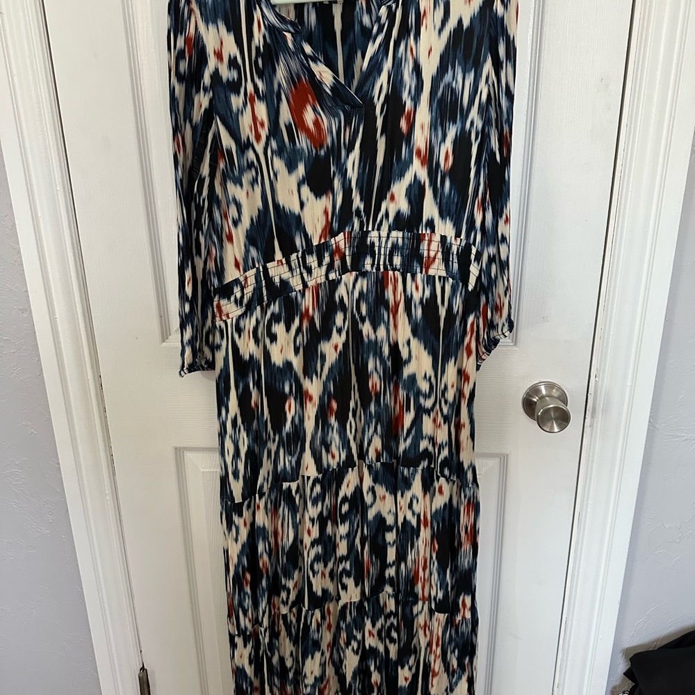 Liverpool Long Sleeve Blue and Red Dress